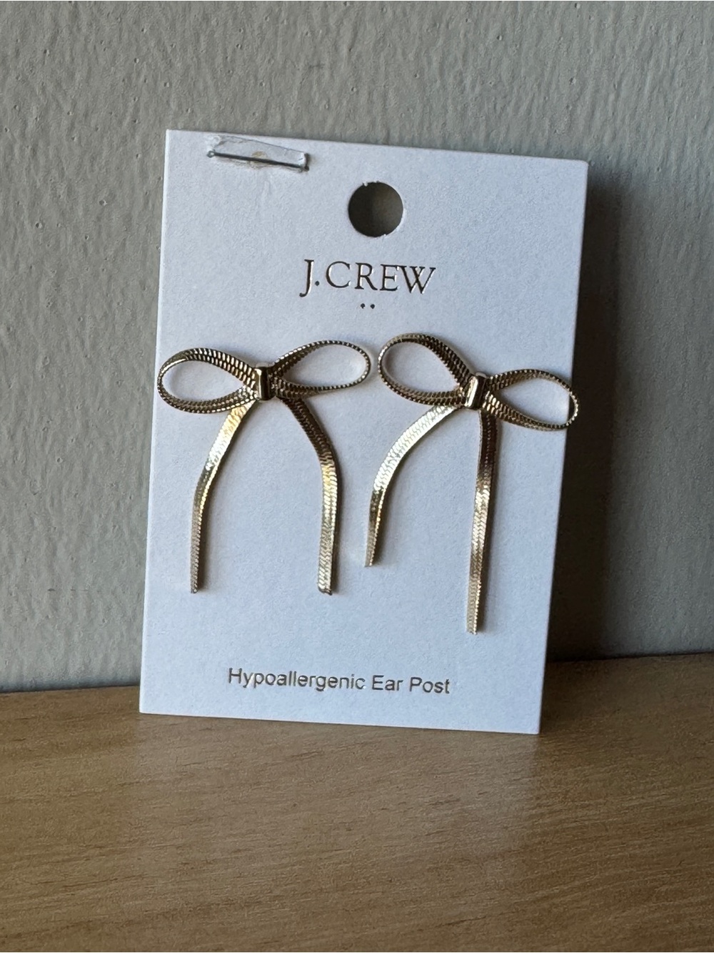 NWT! J. CREW FACTORY Metallic Bow Earrings, Gold - Picture 7 of 14